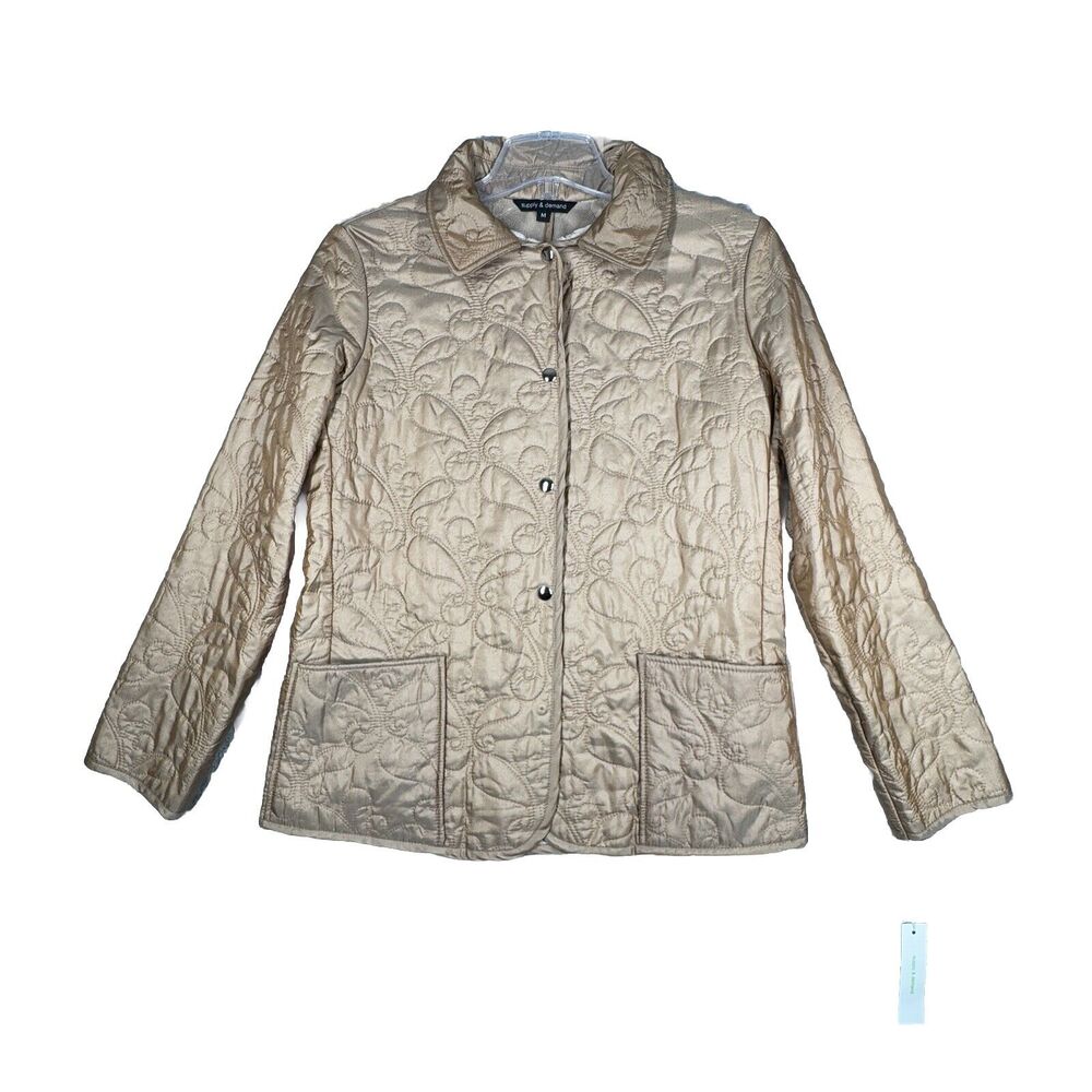 Supply‎ & Demand Jacket Womens Medium Ivory Quilted Casual Bohemian Grannycore